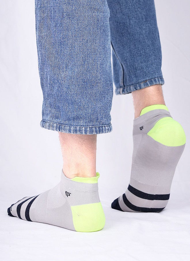 FOOTPRINTS Unisex Pack Of 3 Anti Slip Silicon Grip Ankle Length Socks - Image 4